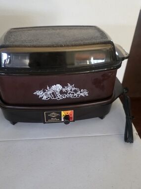 Vintage West Bend Slo Cooker 84114 Autumn Harvest Amber Glass Lid